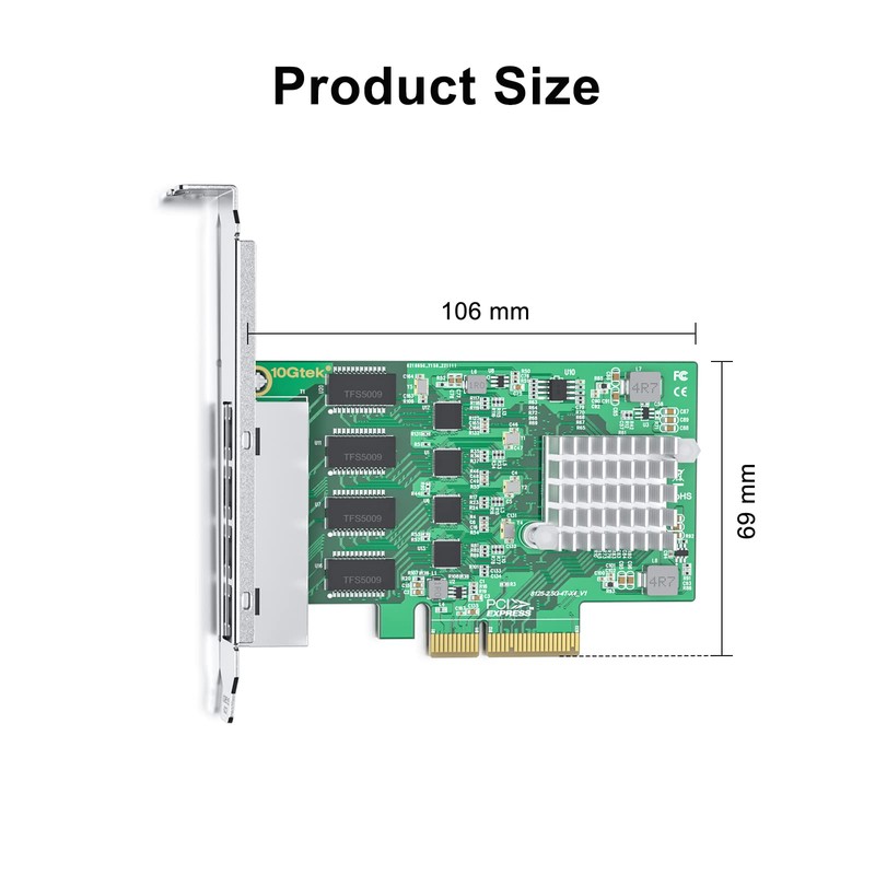 100M/1000M/2.5G NIC Network Card, Quad RJ-45 Port, with Realtek RTL8125BG