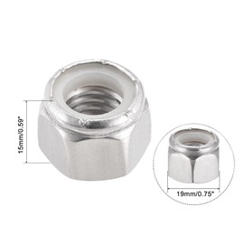 TA-VIGOR 10Pcs 1/2-13UNC Nylon Hex Lock Nuts, 304 Stainless Steel Nylon Insert Self-locking Nuts, Hexagon Threaded Nyloc Nut for Lock Washers Bolts Screws