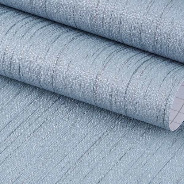 FunStick 15.8"x472" Ash Blue Wallpaper Textured Grasscloth Peel and Stick