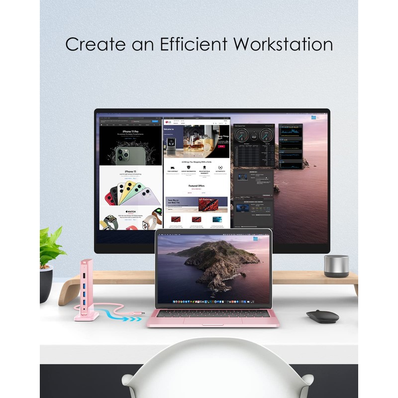 LENTION Docking Station USB C con PD 100W, HDMI 4K,