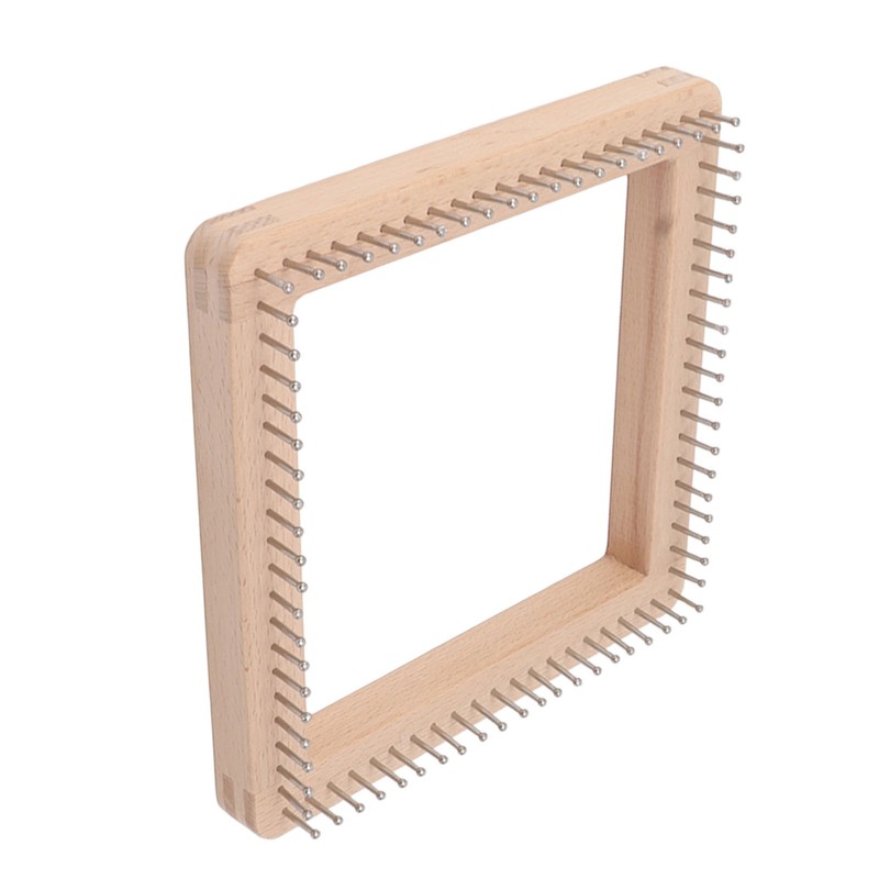 Mini Square Knitting Tool with Hooks Wooden Crochet Board for