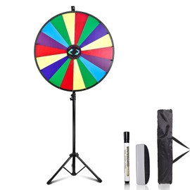 Hooomyai 30 Inch Large Size Wheel Heavy Duty Prize Wheel Height Adjustable 55”-67“ Floor Stand Fortune Wheel with Dry Erase Marker & Eraser 18 Slots Spinning Wheel for Game Carnival and Trade Show