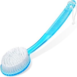 DecorRack Bath Brush with Bristles, Long Handle for Exfoliating Back, Body, and Feet, Bath and Shower Scrubber, Random Color (1 Pack)