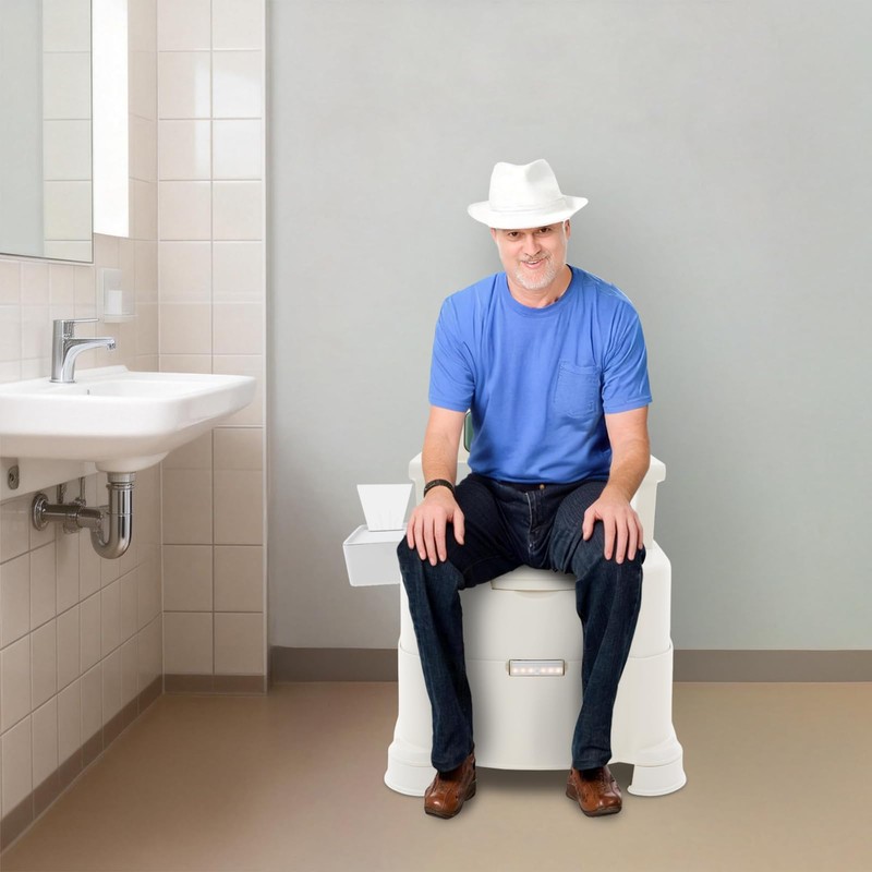 Bedside Commode, Portable Commode Chair with Armrests, Motion Sensor Night