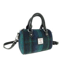 Glen Appin Harris Tweed 'Kilbride' Mini Bowling Bag Colour 119 Blue/Turquoise Check