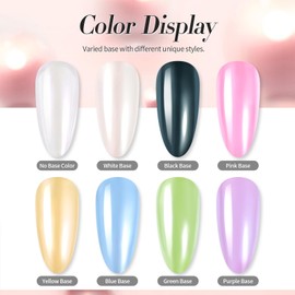 Born Pretty White Pearl Chrome Nail Powder Auroras Nail Powder Mirror Effect Pigment Mermaid Nail Glitter Powder for Nail Art Manicure Decoration