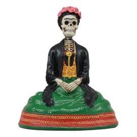 Gifts & Decor Ebros Mexican Dias De Los Muertos Sitting Lady Skeleton Day of The Dead Statue 4" Tall Decorative Altar Bone Mother Figurine