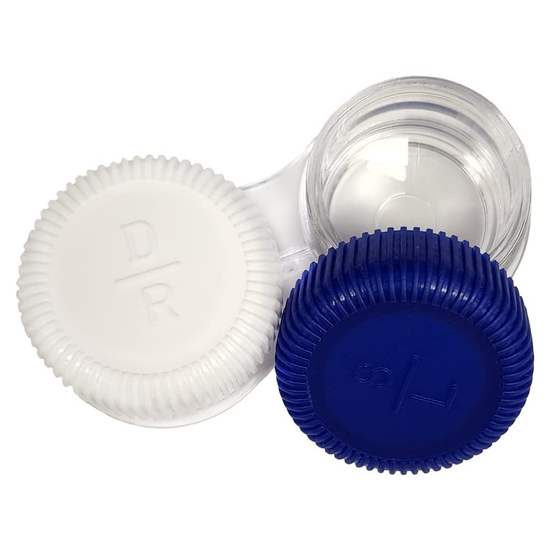 Screw top Contact Lens Cases, Blue/White, 12/Pack