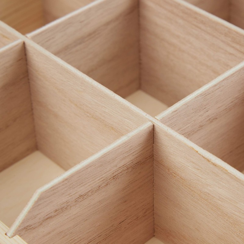 Relaxdays Tea Box, 9 Compartments, Wood, Tea Box with Viewing