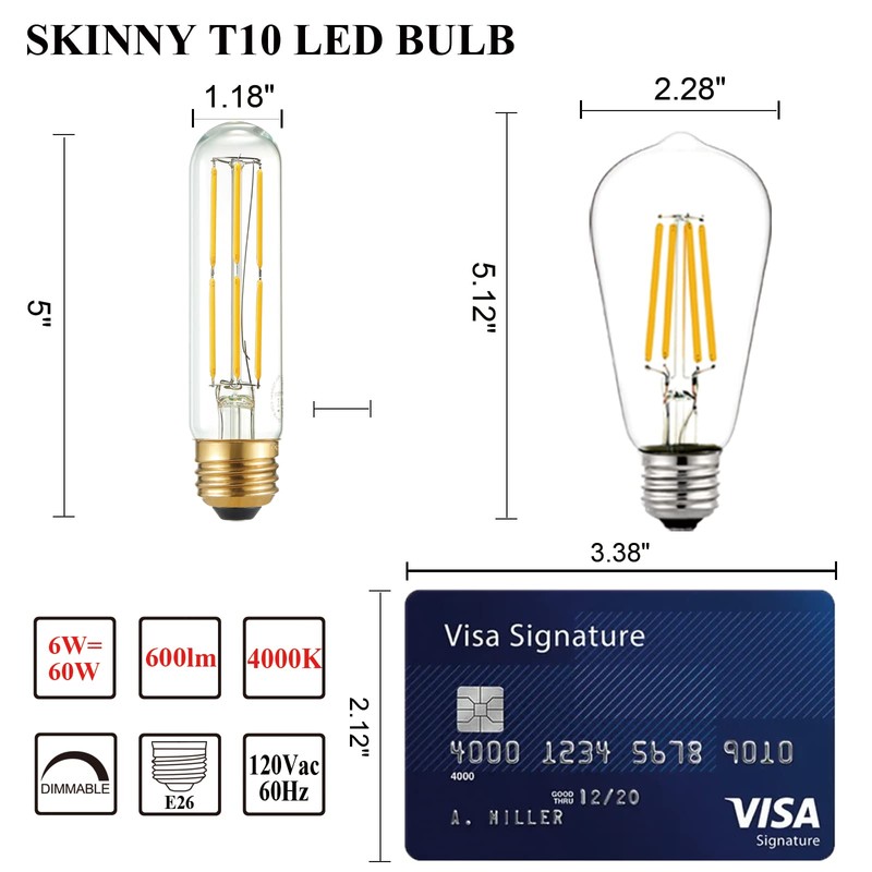 Arberlic 5 Inch Tubular Light Bulb,6W T10 LED Bulb Equivalent