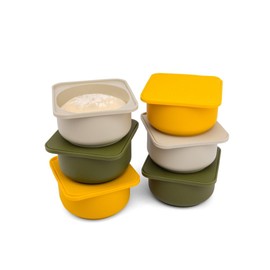 Babadoh Pizza Dough Proofing Silicone Containers with Lids | Pizza Making Accessories | The Perfect Pizza | Set of 6 | Multi Yellow (2 Dough, 2 Olive, 2 Yellow) | Original Size (make 12" Pizzas)