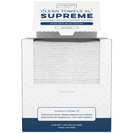 Clean Skin Club Clean Towels XL® Supreme, 100% USDA Biobased Face Towel, Disposable Face Towelette, Eczema Association Accepted, Thicker Textured Dry Wipes, Ultra Absorbent & Soft, 1 Pack, 50 Ct