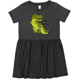 inktastic I Love My Dad with Baby and Daddy Tyranasaurus Rex Toddler Dress 4T Vintage Smoke with Leopard Print 3af84