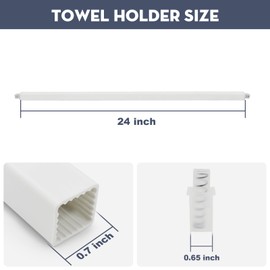 Earthtec Adjustable Towel Bar Replacement Rod Spring End Sturdy Plastic Wall Mount 24 Inchs White (2Pack)