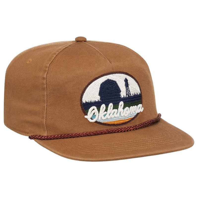 Local Crowns Oklahoma Golfer Views Patch Adjustable Snapback Cap tan