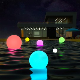 LOFTEK LED Portable Dimmable Floating Pool Lights Ball, 6-inch Cordless Night Light with Remote, 16 RGB Colors & 4 Modes, Rechargeable & Waterproof, Perfect for Indoor/Outdoor, Party Decor-1 Unit