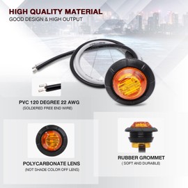 TMH (Pack of 100 3/4 Inch Mount Amber LED Clearance Button Marker lights Side LED marker lights for trailer Truck RV Car Bus Van 12V DC