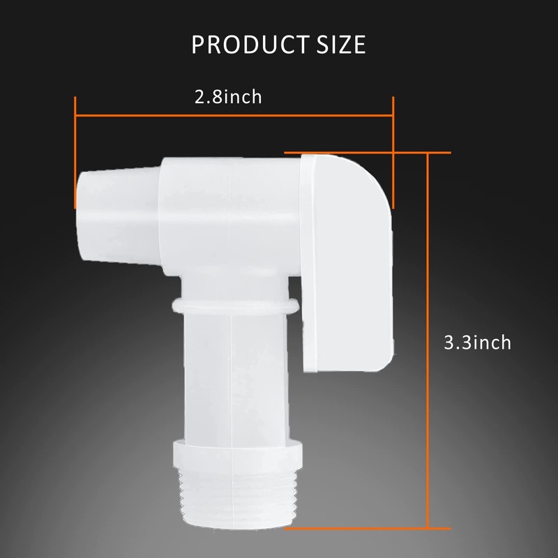 Toolazy 2-Pack of Spigot for 6 Gallon Container,3/4" White Plastic