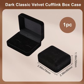 Beebeecraft Velvet Cufflinks Box Black Rectangle Cuff Links Storage Box for Jewellery Display Earrings Rings Ear Stud Tie Clip Holder Packaging Case Organizer Wedding Gifts Pendant Men 7.6x6x3cm
