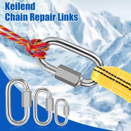 Keilend M4 Screw Quick Link Oval Chain Repair Links 10 Pack, 5/32 Inch Stainless Steel Small Carabiner Clips for Keys, Backpacks and Traveling Accessories, Sliver, Max 375 Lbs