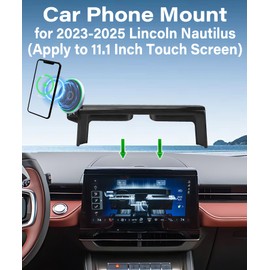 AbeeyGeomarn Car Phone Holder for Lincoln Nautilus 2023-2025 Accessories Apply to 11.1 Inch Touch Screen 15W Fast Wireless Charger Screen Fixed Clip Cell Phone Mount Hands-Free 360 Degree Rotation
