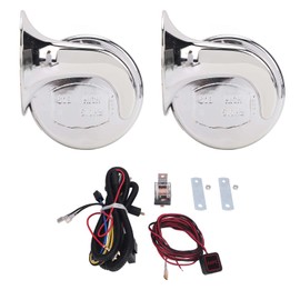 24V Electric Horn Kit Waterproof with Switch Harness Relay Universal Fit for Car Truck Motorcycle Boat Silver