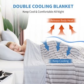 Auemtyn Cooling Blankets for Hot Sleepers, 50"x70" Summer Blanket with Double Side Enhanced Cooling Effect, Japanese Q-Max>0.5 Lightweight Cool Blankets for Bed, Couch,Sofa(50"x70", Grey)