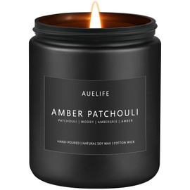 Amber & Patchouli Candle | Candles for Men - Scented Candles for Home, Gifts for Men - Soy Candles for Home Scented, Aromatherapy Candle - 7oz Black Jar Candle Gifts Men Cave Decor
