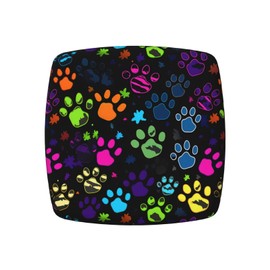 Ouqiuwa Colorful Dog Paw Print Square Chair Seat Covers Set of 4 for Dining Chairs, Stretch Seat Cushion Slipcovers for Home Kitchen Party Décor