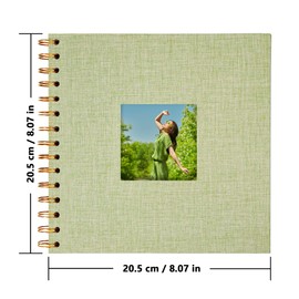 Yopih Scrapbook Photo Albums Linen Cover 20.5x20.5 cm Hardcover Kraft White Pages Memory Scrapbooking Book for Wedding Travel Baby Shower Guest Book, 20 Sheets/40 Pages, Grass Green