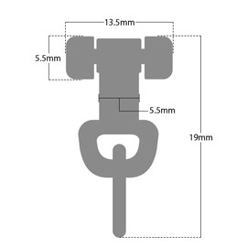 RHINOCATS Rear Runner Curtain Runner, Back In, Roller Diameter 0.2 inch (5.5 mm), Quiet, Lightweight, Square and C-Shape, Compatible with 0.2 - 0.3 inch (6 - 8 mm) Groove Width, Pack of 12