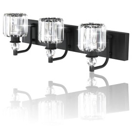 Ralbay Black Crystal Bathroom Lights Fixtures 3 Light Crystal Bathroom Vanity Lights Fixtures Over Mirror Modern Matte Black Bath Wall Lights