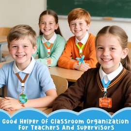 CORNER LACE 8Packs Travel Theme Acrylic Hall Pass Lanyards Set, Unbreakable School Passes & Soft Lanyards, Elementary Middle School/Teacher Supplies for Classrooms Hall Library Restroom Nurse Office