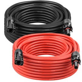 MOOKEERF Solar Panel Extension Cable - 10AWG 30FT Solar Wire with Female & Male Waterproof Connector PV Wire for RV, Photovoltaic Systems, Home, Boat, Solar Panels, Car(30 Feet Red + 30 Feet Black)