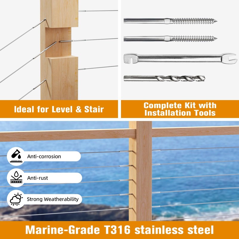 Swage Lag Screws for Cable Railing - 80 Pack T316