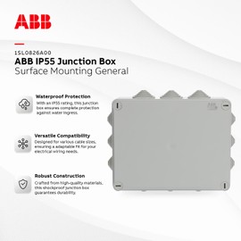 ABB IP55 Junction Box • Waterproof Electric Cable Connector Unit • Cable Glands Included • Shockproof Adaptable Electric Box • Indoor/Outdoor Box • 220 x 170 x 80mm