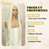 Queentas 13x3 Lace Front Wig Platinum Blonde Long Straight Synthetic