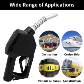 PANCYCW-11A Black 3/4" NPT Automatic Fuel Nozzle Auto Shut Off Nozzle Gas Pump Nozzle Max Flow Rate 16 GPM With 3-Notch Hold Open Clip13/16"Spout Used for Gasoline Oil, Kerosene Biodiesel