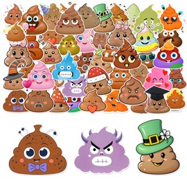 50pcs Poop Stickers Bulk Funny Water Bottle Poop emojii Sticker Prank Vinyl Waterproof Stickers for Scrapbooking Supplies Scrapbook Sticker for Laptop Planner Dairy Skateboard