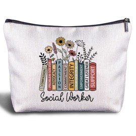 Zomhix Social Worker Gifts for Women Makeup Bag - Social Worker Graduation Gifts, Appreciation Graduation Gifts for Bsw, Coworker, Friends, Social Worker Cosmetic Bag