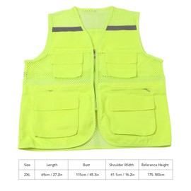 Chaleco de Seguridad de Alta Visibilidad con Tiras Reflectantes, Malla Transpirable Impermeable para Viajes Nocturnos en el Sitio de Construcción (2XL)