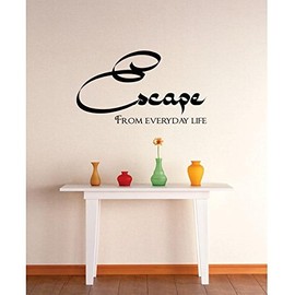 Vinyl Wall Decal Sticker : Escape from Everyday Life Bedroom Bathroom Living Room Picture Art Peel & Stick Mural Size: 20 Inches X 30 Inches - 22 Colors Available