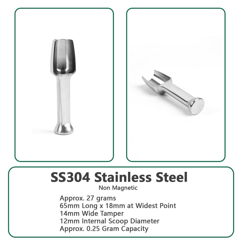 Mini SS304 stainless steel scoop with tamp tool,0.25 gram capacity