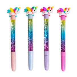 Toyseum 8 x Unicorn Sparkly Glitter Pens, Pretty Fillers for Girls Party Bags, Stationery Toy Favours for School Prizes and Themed Parties, Pack of 8