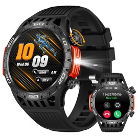 Reloj inteligente militar para hombres (responder y hacer llamada), reloj inteligente resistente de 1.44 pulgadas, HD, para deportes tácticos, reloj inteligente con monitor de ritmo cardíaco, presión