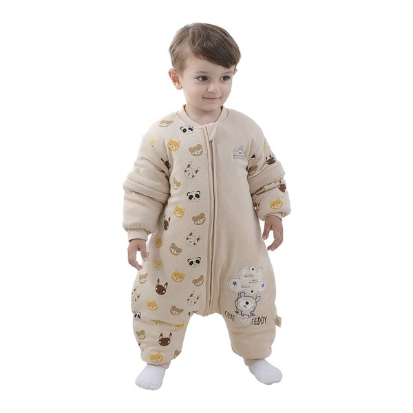 Baby Sleeping Bag with Legs Warmly Lined Winter Children's Sleeping Bag Removable Sleeves, Boy Girl Unisex Pyjamas