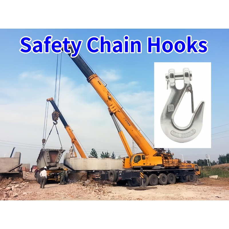 MAMDAFAON 1/2 Inch Safety Chain Hook with Latch,Heavy Duty Clevis