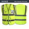 XIAKE 9 Pockets High Visibility Reflective Safety Vest, Zipper Front,