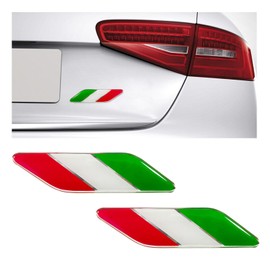 Dickno 2 PCS 3D Tricolor Flag Emblem, Aluminum Car Front Fender Badge Sign Emblem, Auto Stickers and Declaration Decals, Universal Exterior Decor Accessories for All Vehicles (Italy)