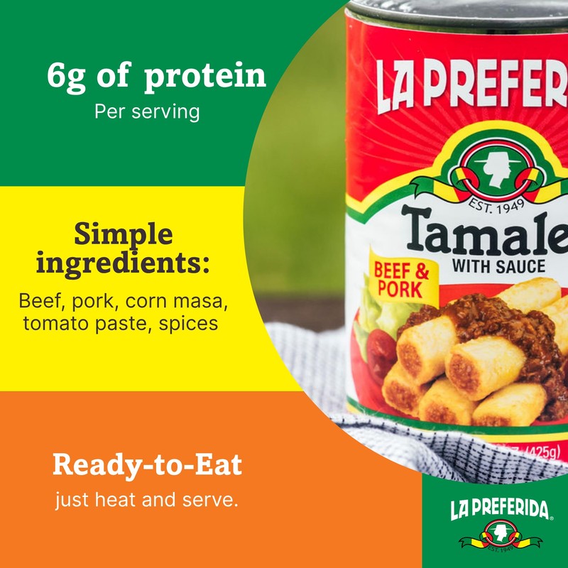 La Preferida Beef & Pork Canned Tamales with Sauce, 15